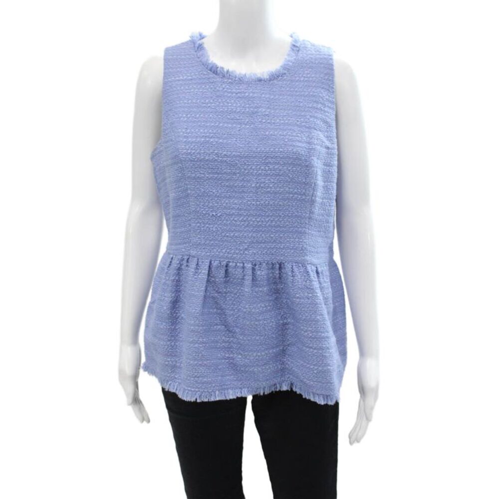 STS Sail To Sable Womens Cotton Zippered Sleeveless Peplum Top Blue Size M